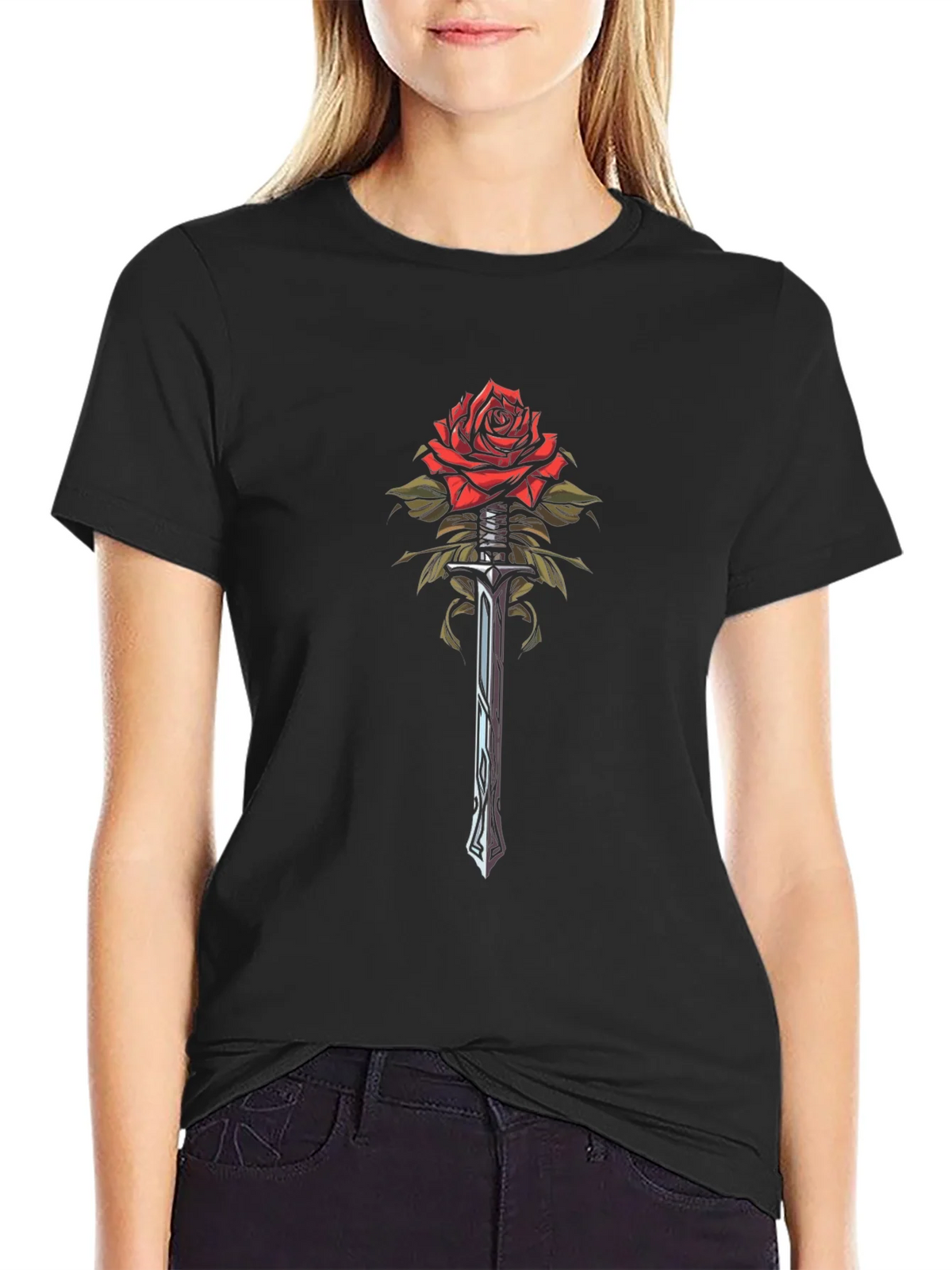 Rose and Sword Graphic Tee - Black product image 2