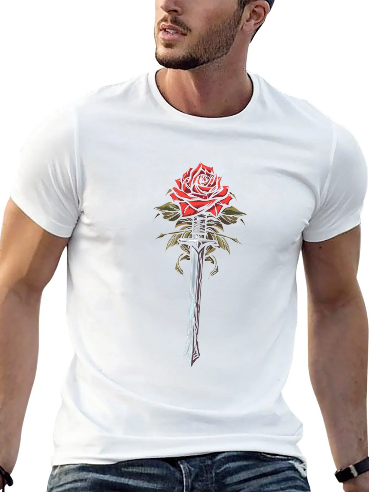 Rose and Sword Graphic Tee - Black product image 12