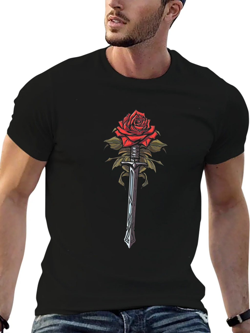 Rose and Sword Graphic Tee - Black product image 6