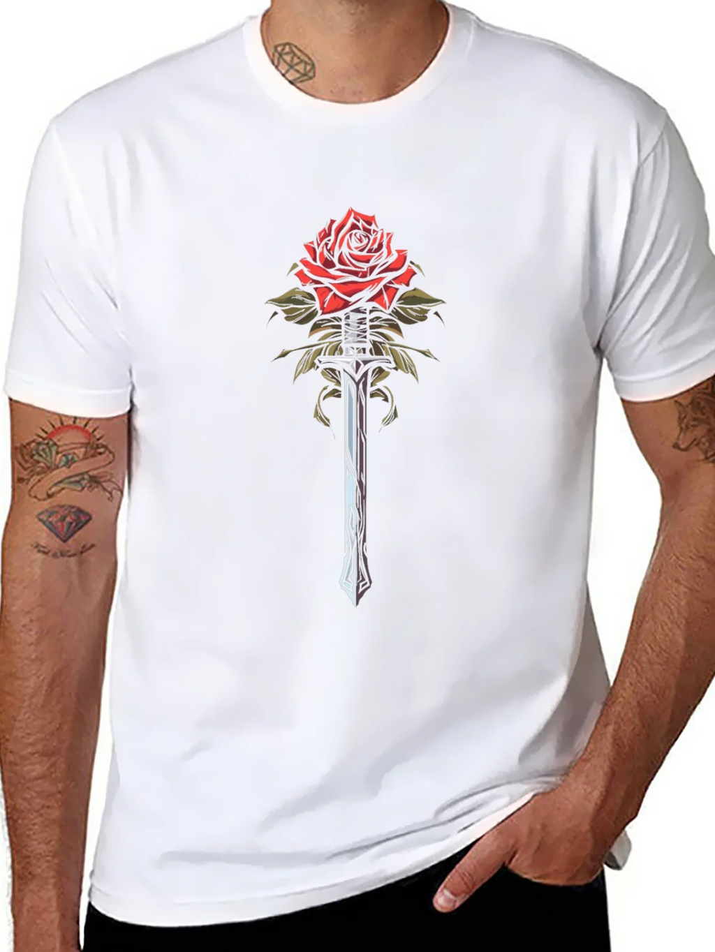 Rose and Sword Graphic Tee - Black product image 7