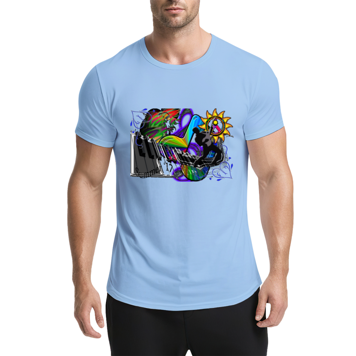 Psychedelic Piano Musician Graphic Tee - Vibrant Rainbow product image 18