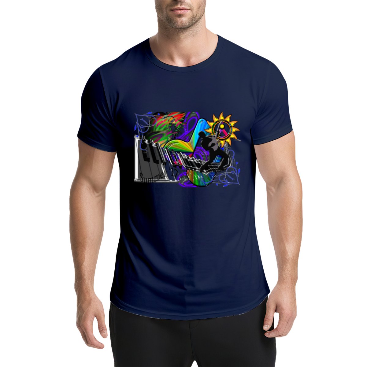 Psychedelic Piano Musician Graphic Tee - Vibrant Rainbow product image 19