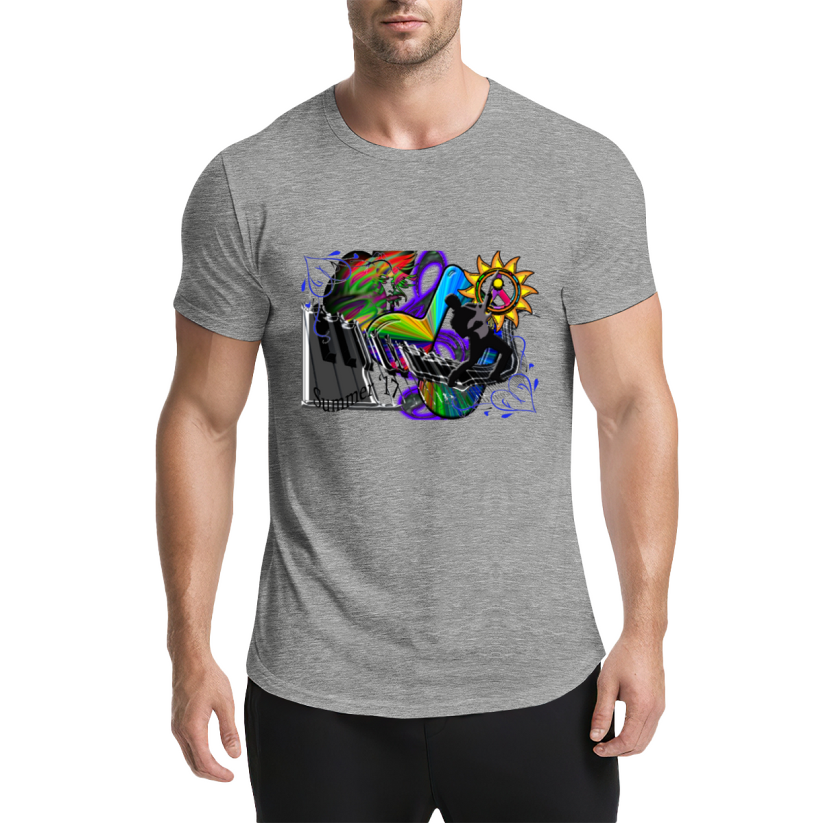 Psychedelic Piano Musician Graphic Tee - Vibrant Rainbow product image 16
