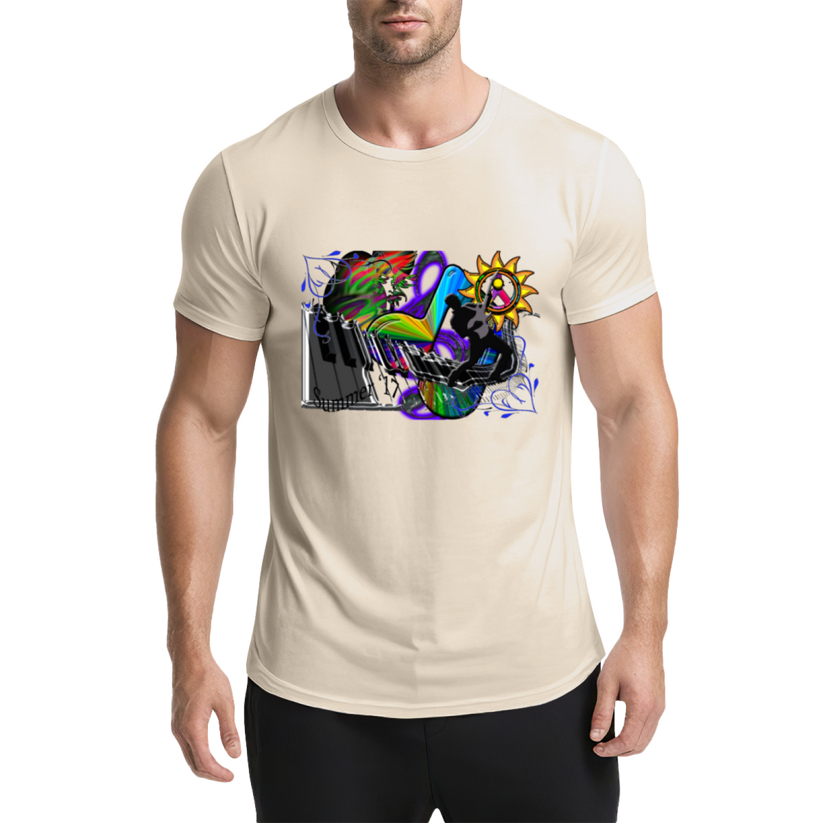Psychedelic Piano Musician Graphic Tee - Vibrant Rainbow product image 21