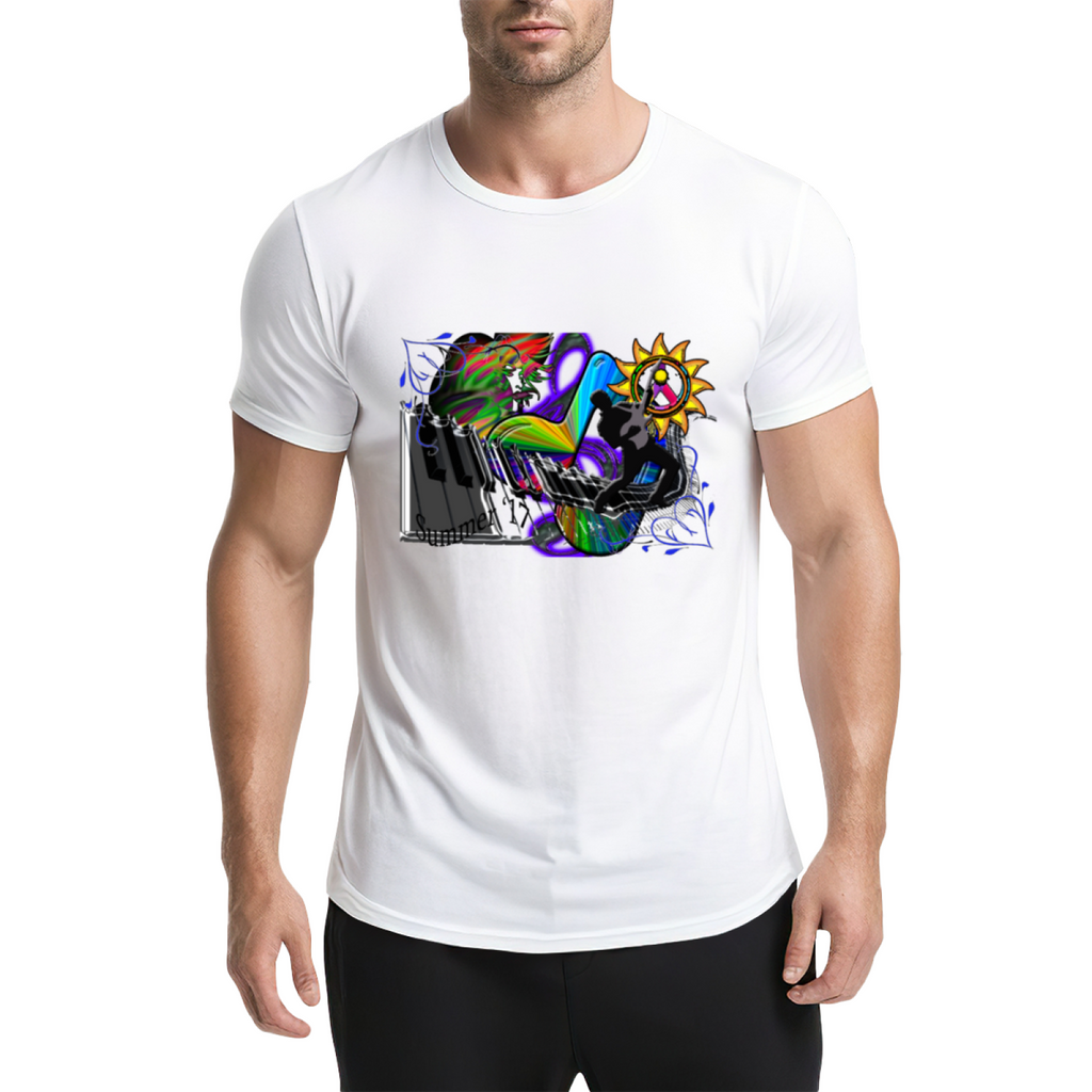 Psychedelic Piano Musician Graphic Tee - Vibrant Rainbow product image 1