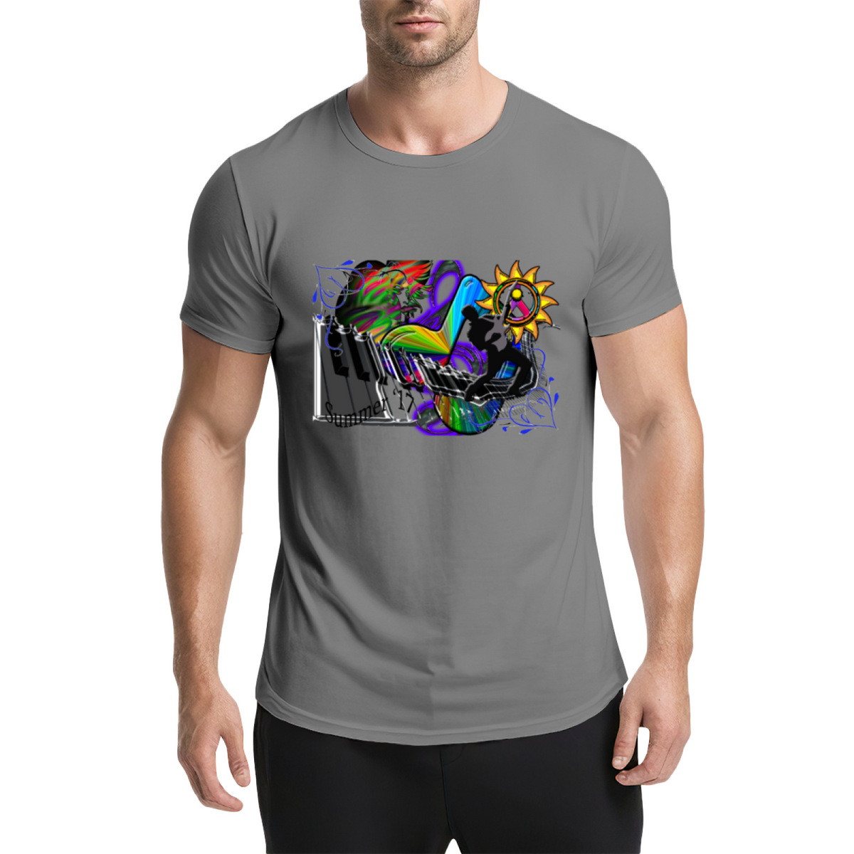 Psychedelic Piano Musician Graphic Tee - Vibrant Rainbow product image 10