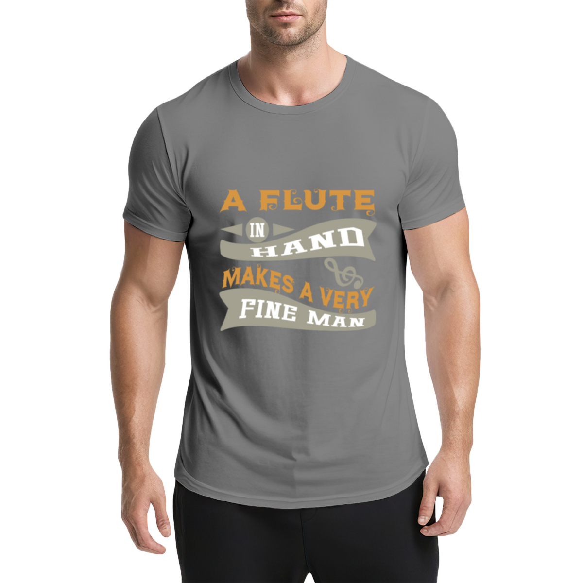 Vintage A Flute In Hand Makes A Very Fine Man Funny Graphic product image 11