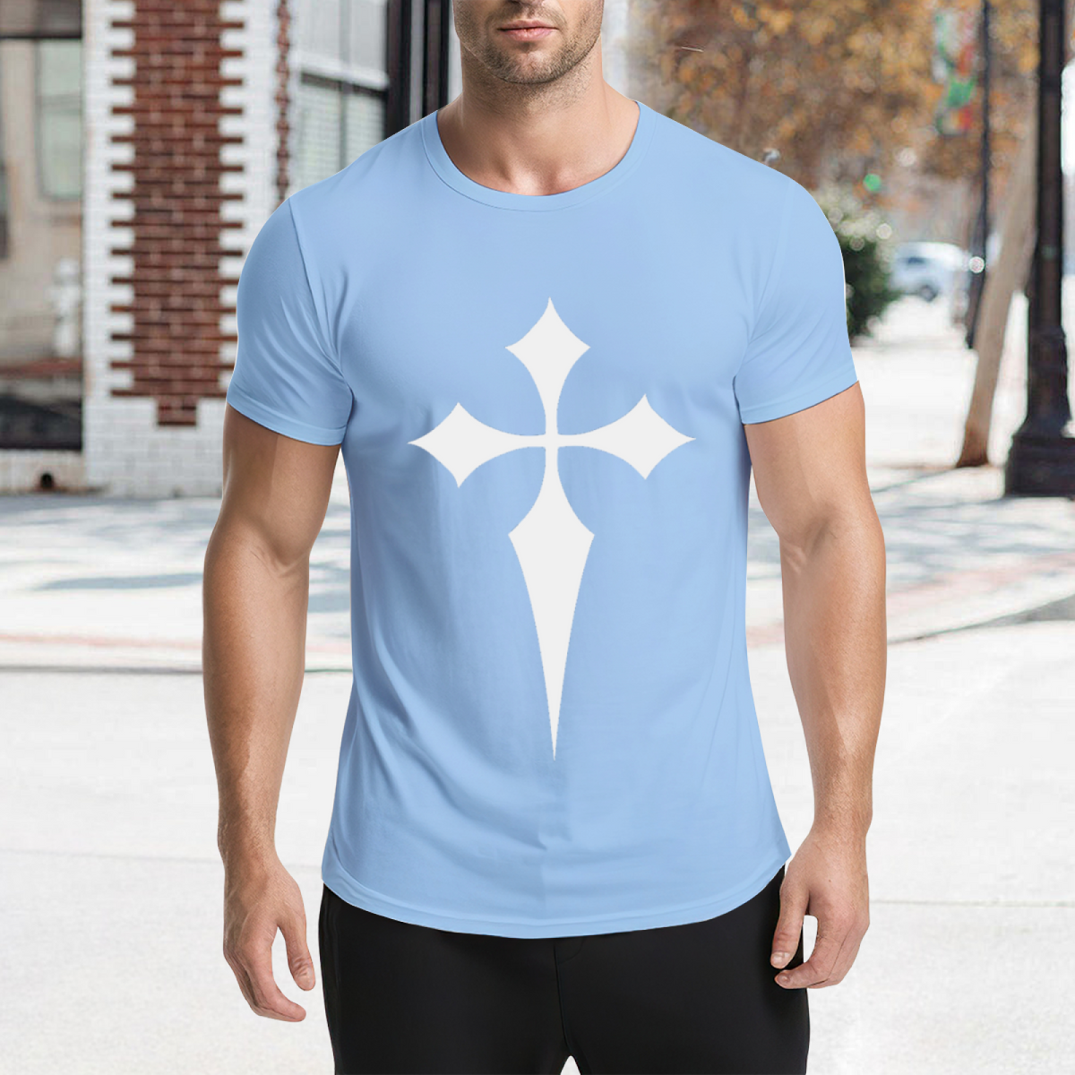 Stylized Pointed Cross Diamond Arms Graphic Tee Aesthetic product image 4