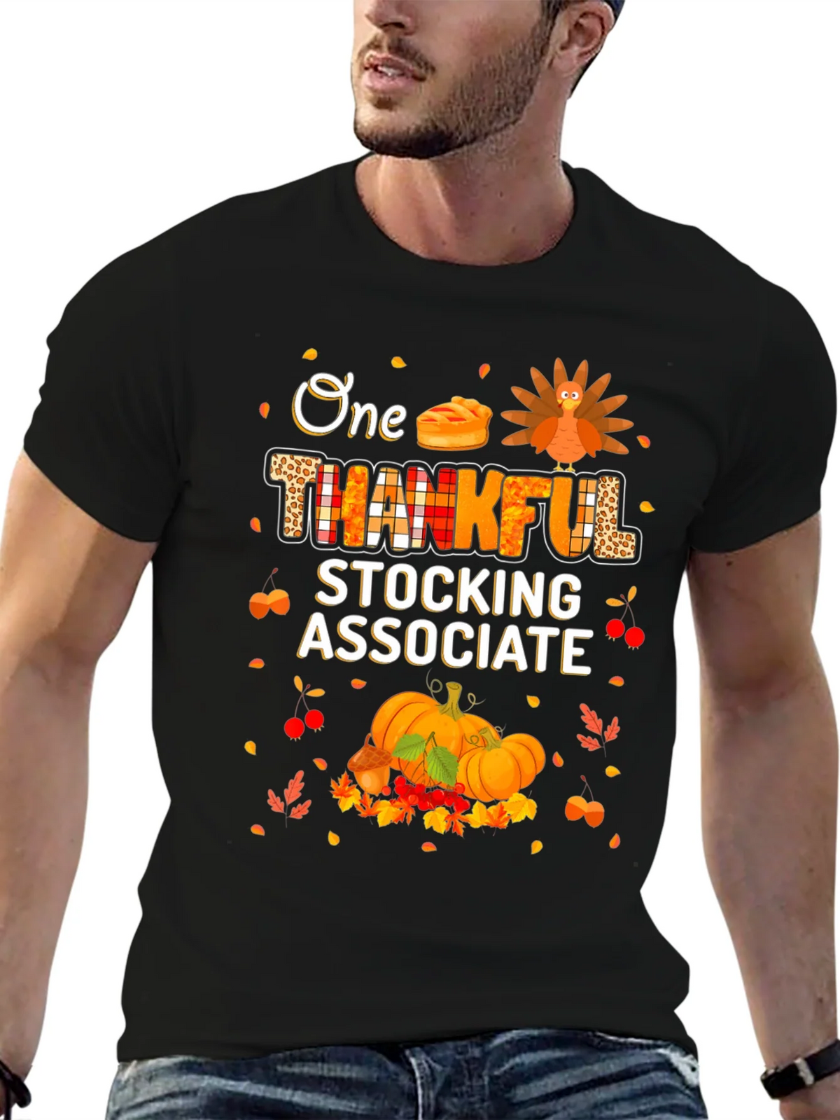 Thankful Stocking Associate Thanksgiving T-Shirt product image 6