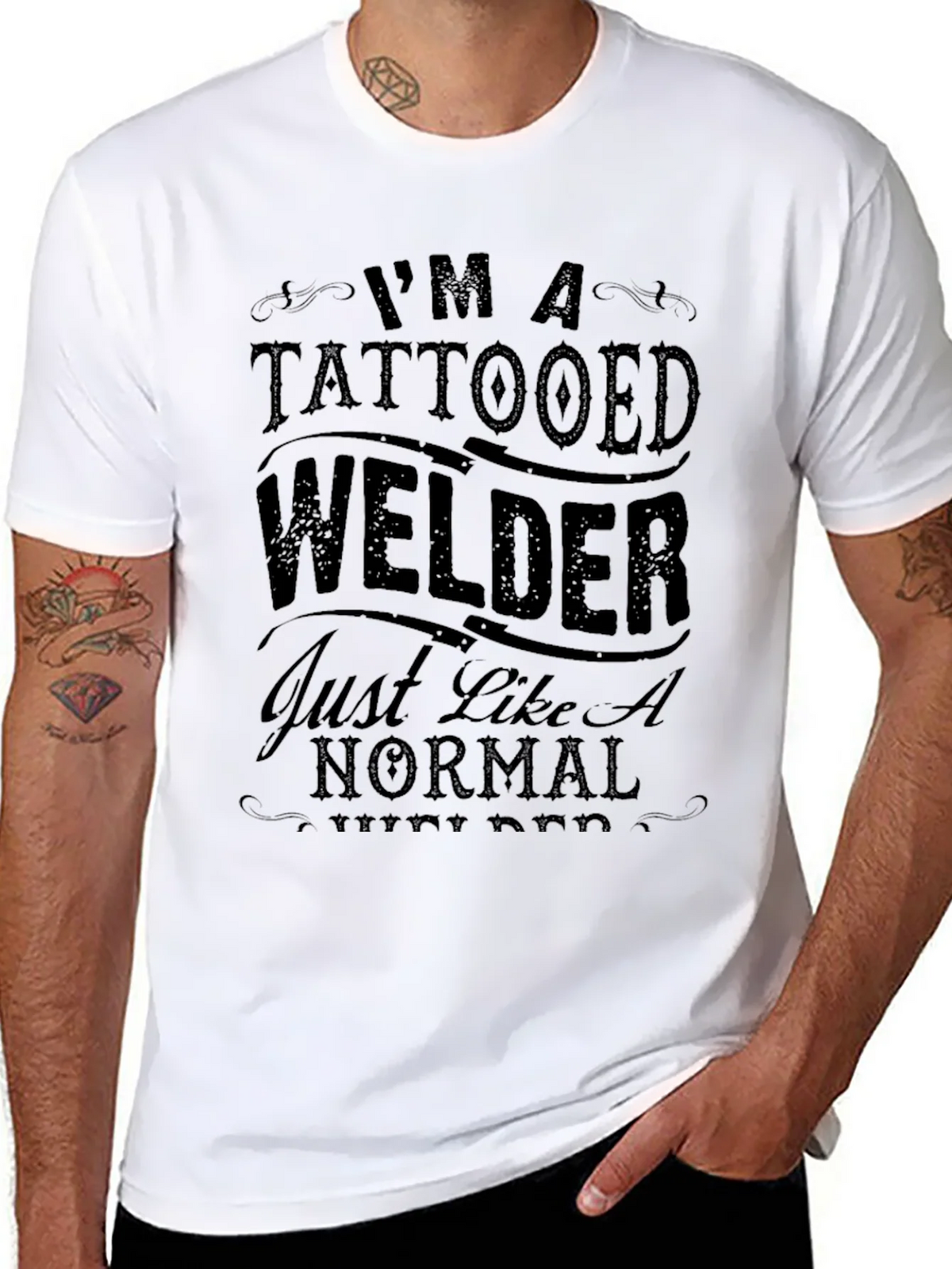 Tattooed Welder Graphic T-Shirt - Black product image 7