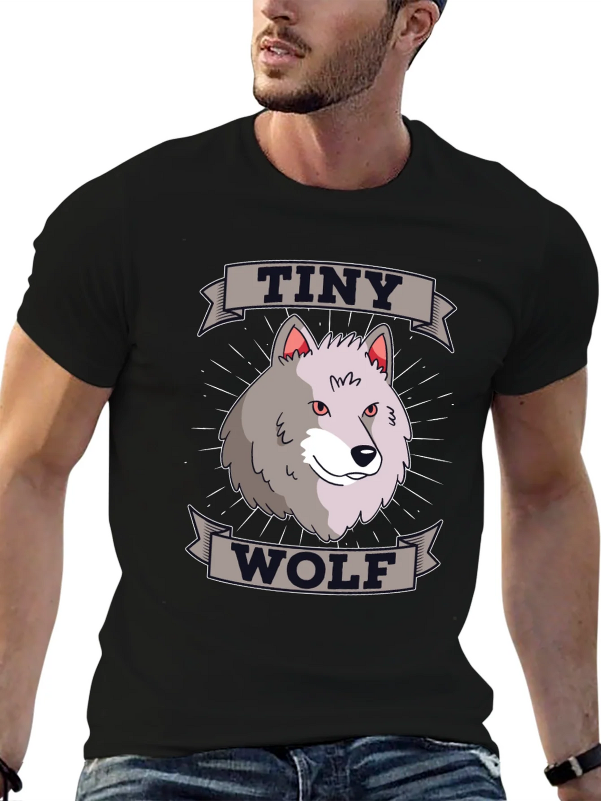 Tiny Wolf Graphic T-Shirt - Black Cotton Blend Tee product image 6