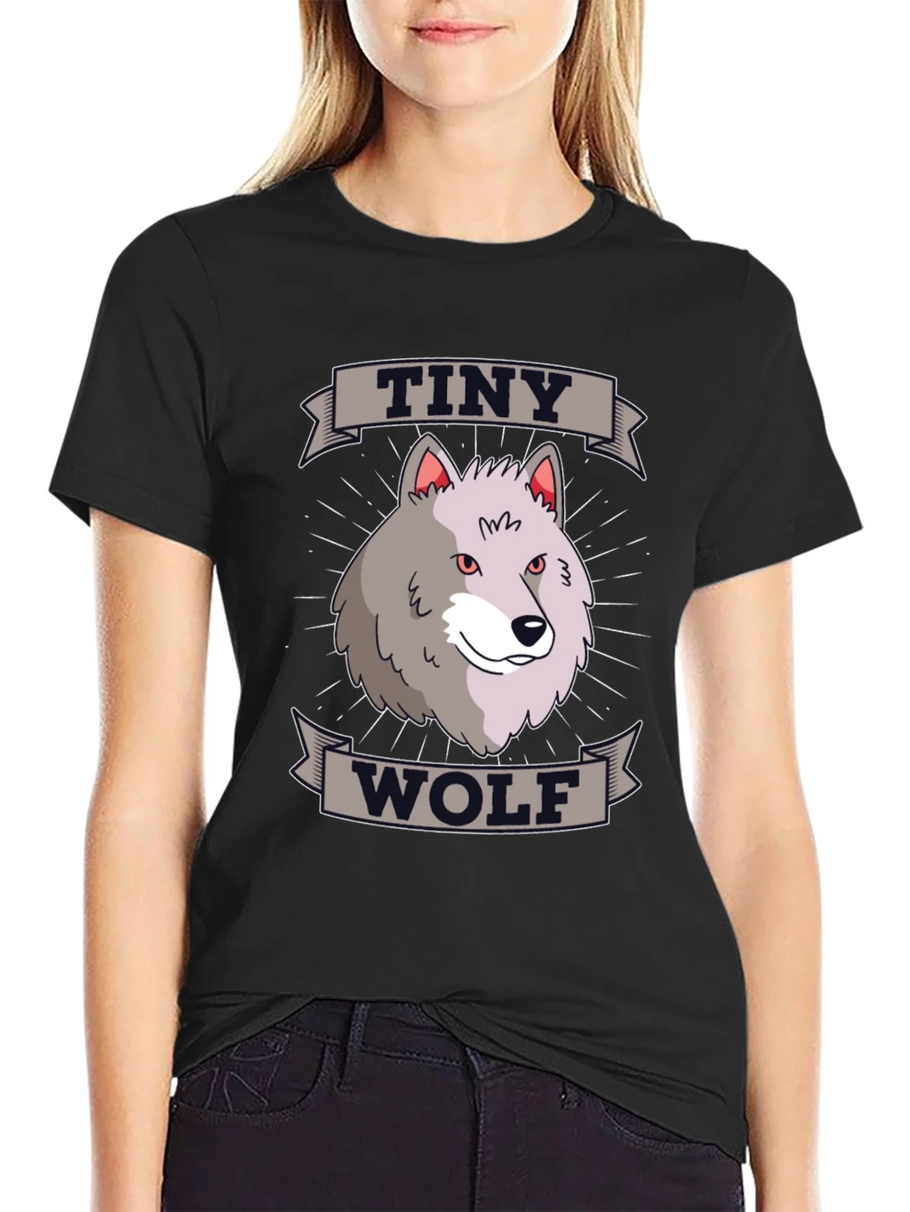 Tiny Wolf Graphic T-Shirt - Black Cotton Blend Tee product image 2