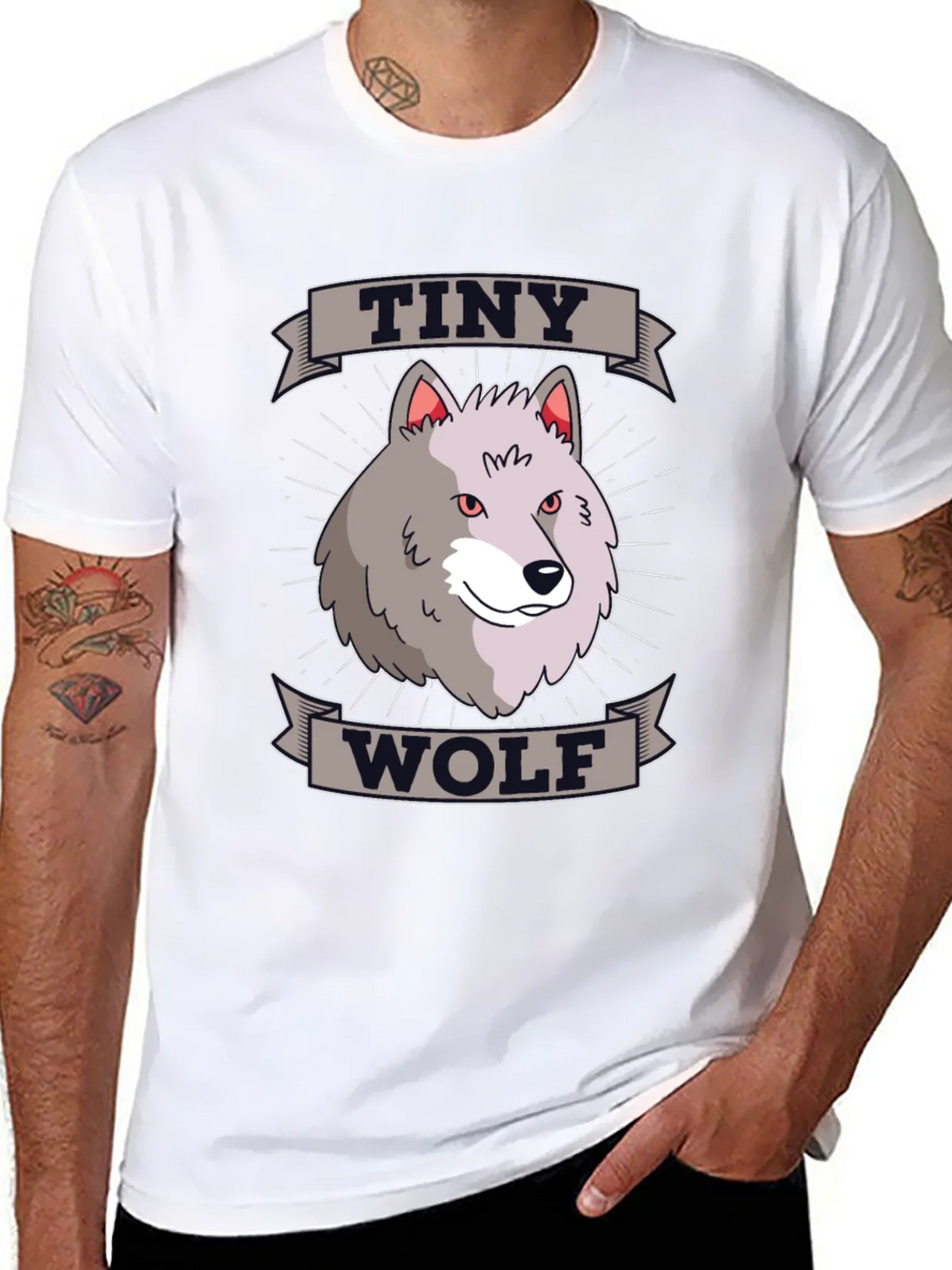 Tiny Wolf Graphic T-Shirt - Black Cotton Blend Tee product image 7