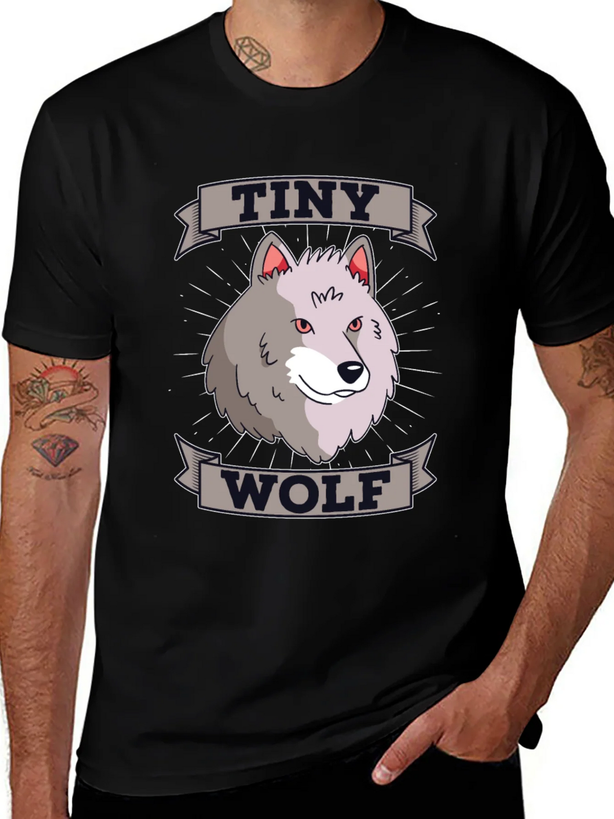 Tiny Wolf Graphic T-Shirt - Black Cotton Blend Tee product image 1