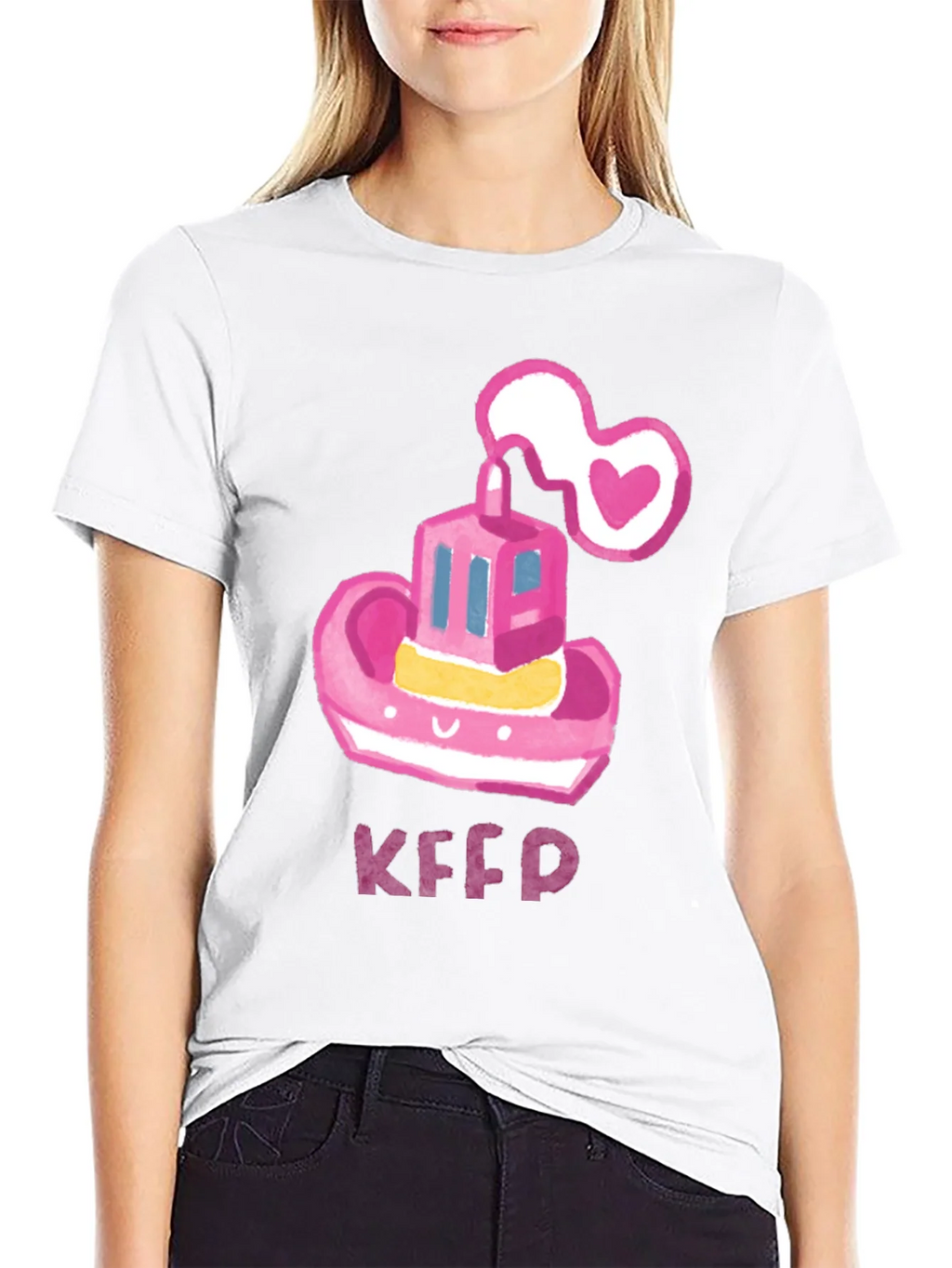 Pink Tugboat Heart Tee - Cute & Unique Black T-Shirt product image 8