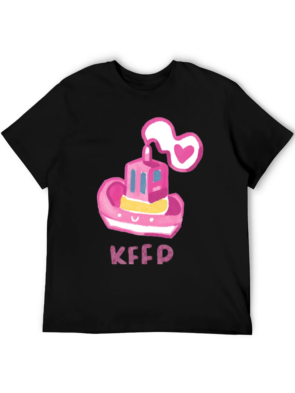 Pink Tugboat Heart Tee - Cute & Unique Black T-Shirt product image 5