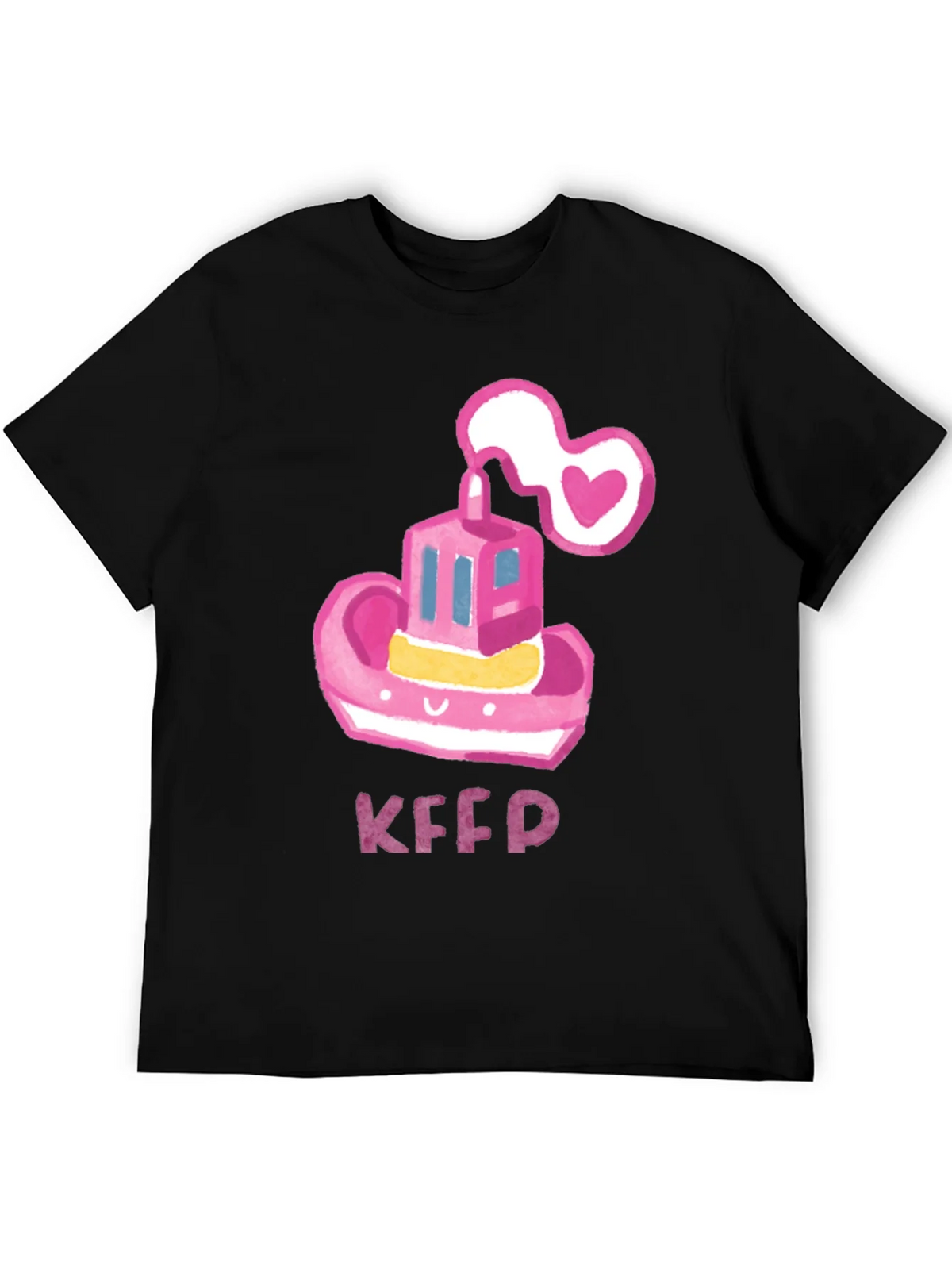Pink Tugboat Heart Tee - Cute & Unique Black T-Shirt product image 5