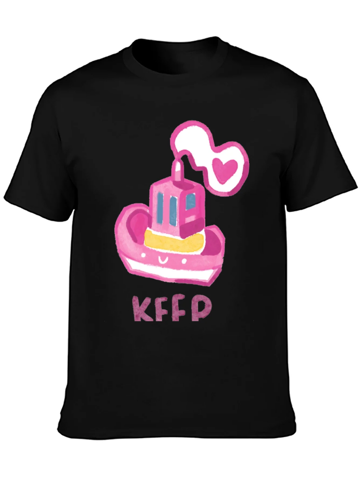 Pink Tugboat Heart Tee - Cute & Unique Black T-Shirt product image 3