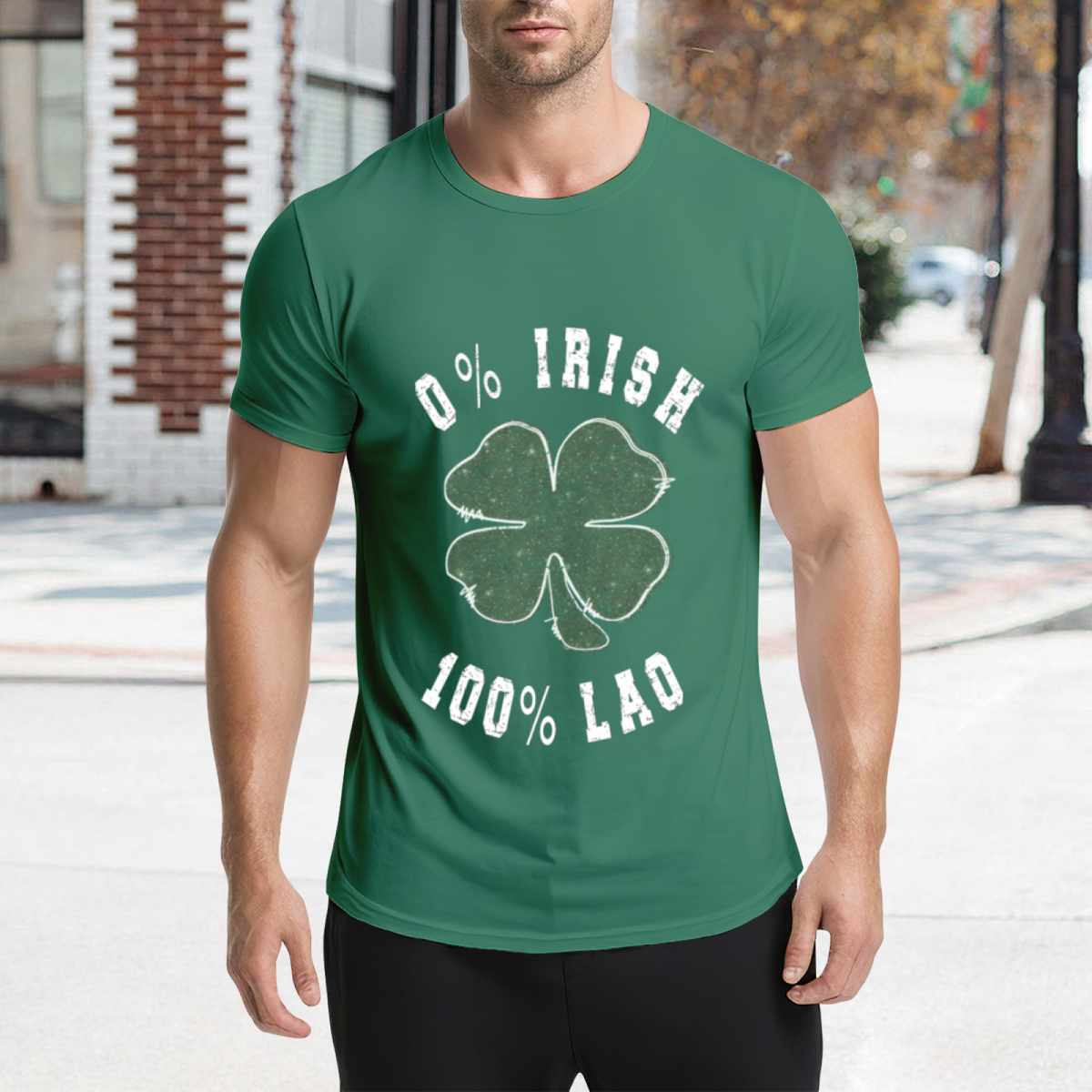0% Irish 100% Lao Funny St Patrick's Day Four Leaf Clover product image 4