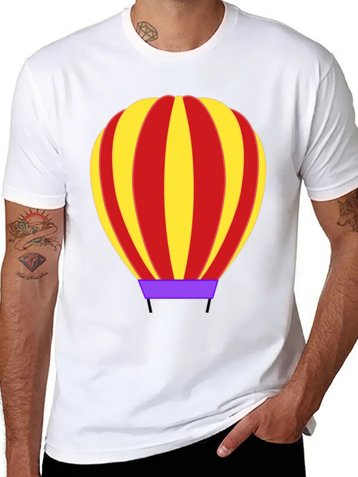 Hot Air Balloon Graphic Tee - Black Cotton Casual Shirt product image 7
