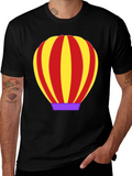 Hot Air Balloon Graphic Tee - Black Cotton Casual Shirt product image 1