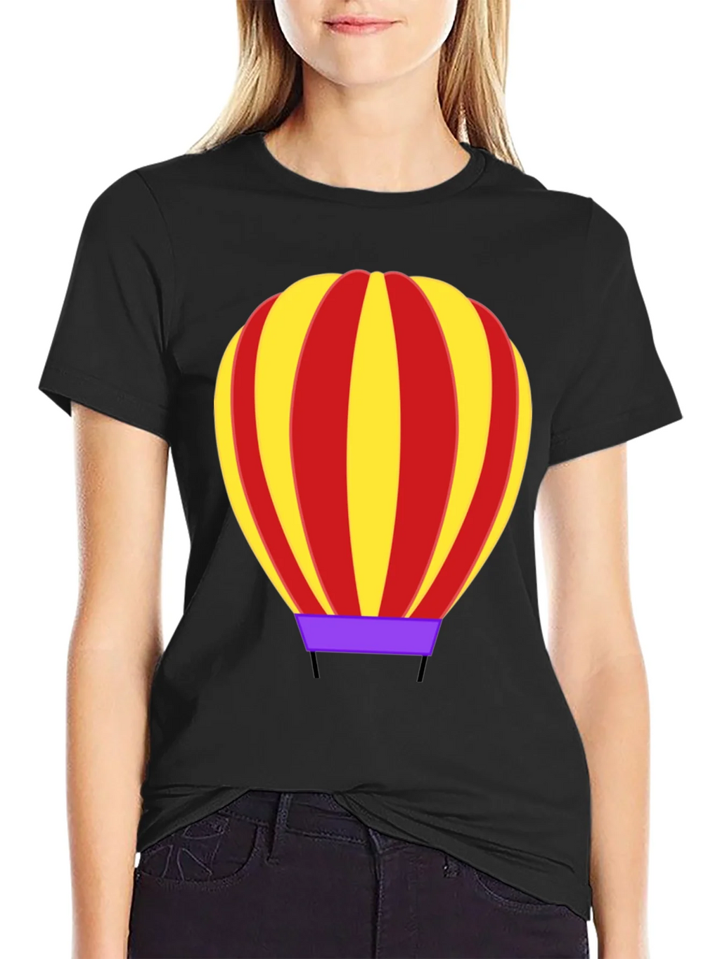 Hot Air Balloon Graphic Tee - Black Cotton Casual Shirt product image 2
