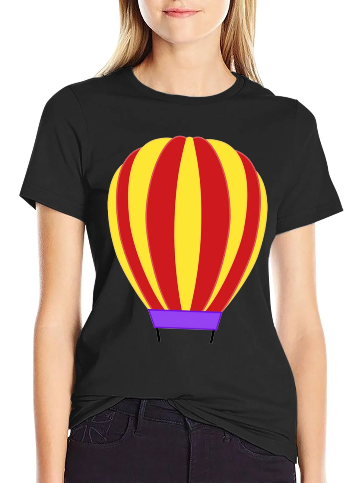Hot Air Balloon Graphic Tee - Black Cotton Casual Shirt product image 2