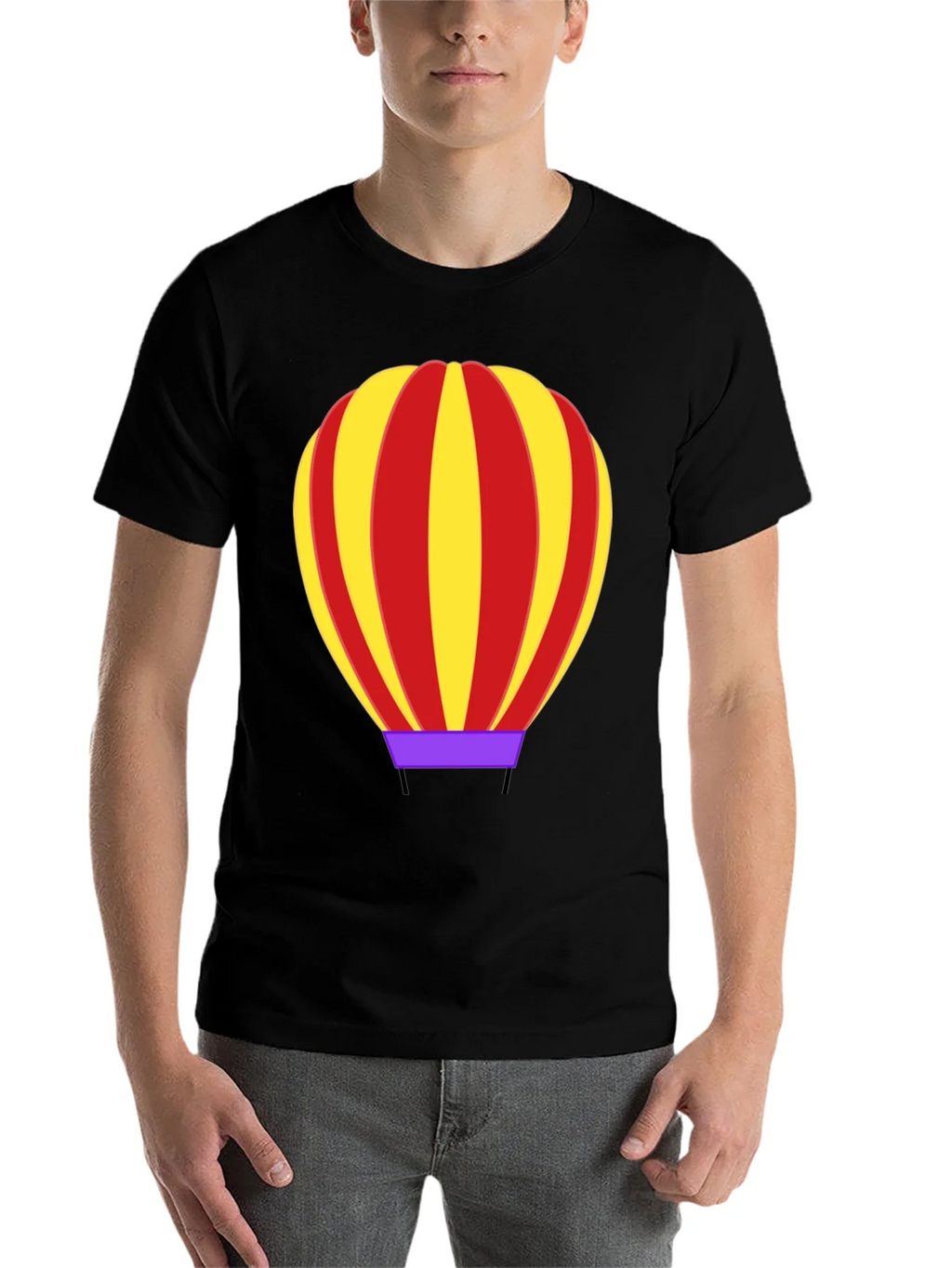 Hot Air Balloon Graphic Tee - Black Cotton Casual Shirt product image 4