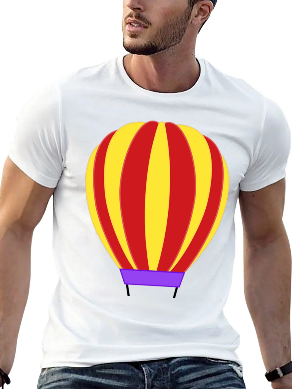 Hot Air Balloon Graphic Tee - Black Cotton Casual Shirt product image 12