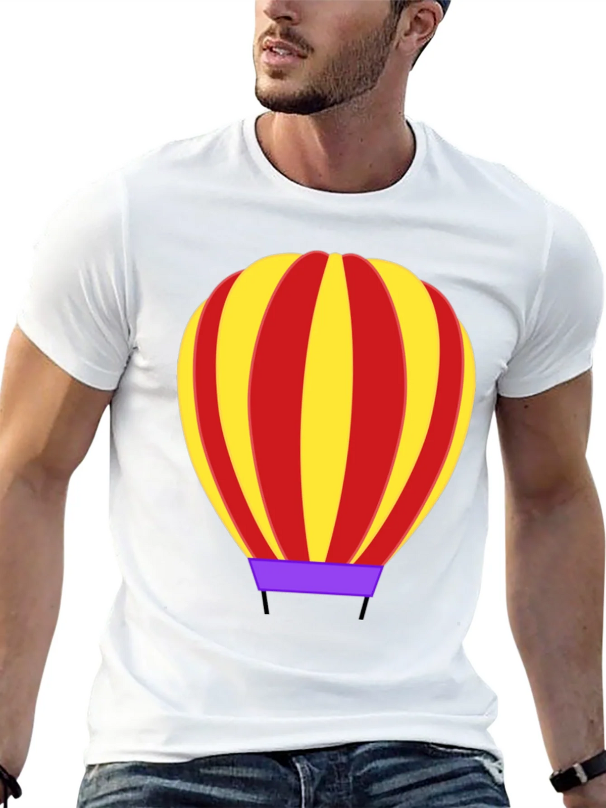 Hot Air Balloon Graphic Tee - Black Cotton Casual Shirt product image 12