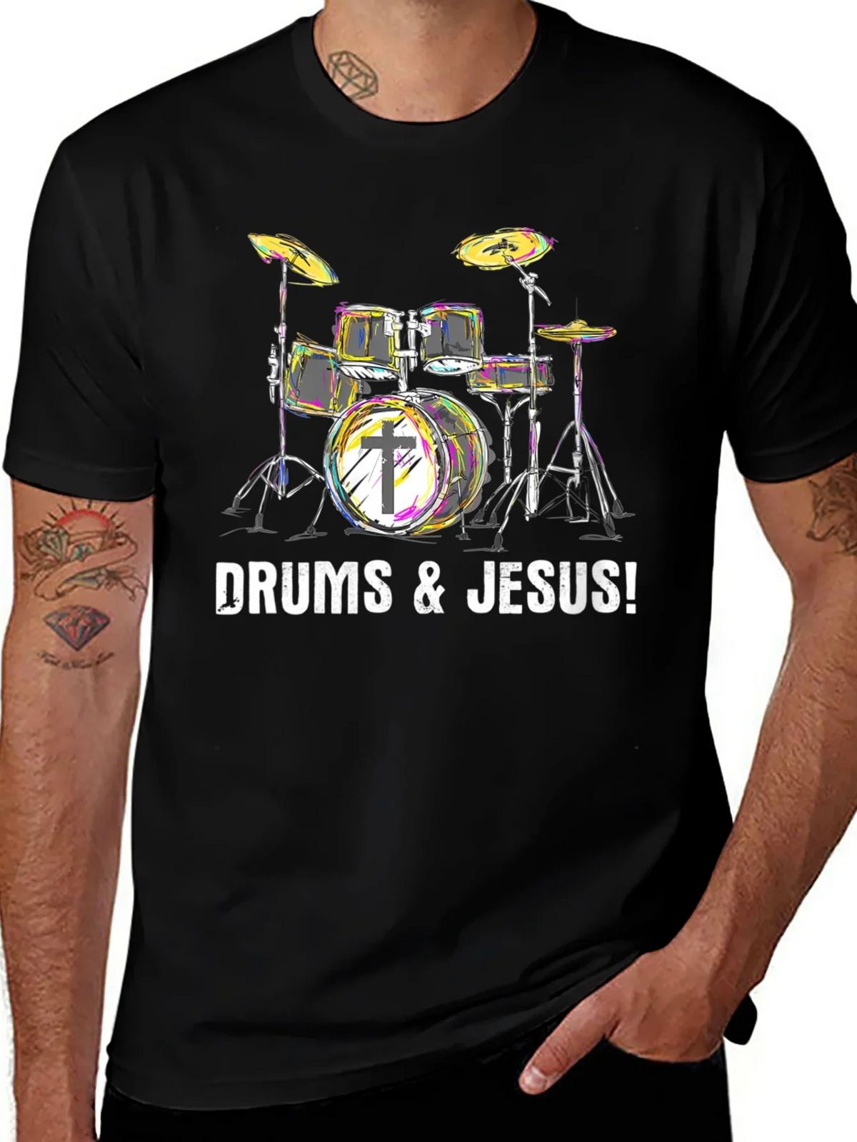Drums & Jesus T-Shirt - Christian Drummer Tee product image 1