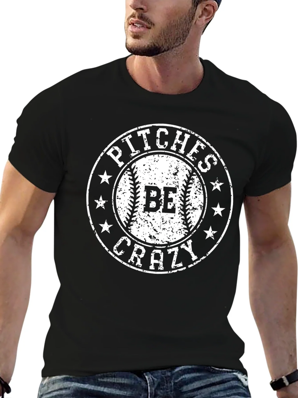 Pitches Be Crazy Baseball Graphic Tee - Black product image 6