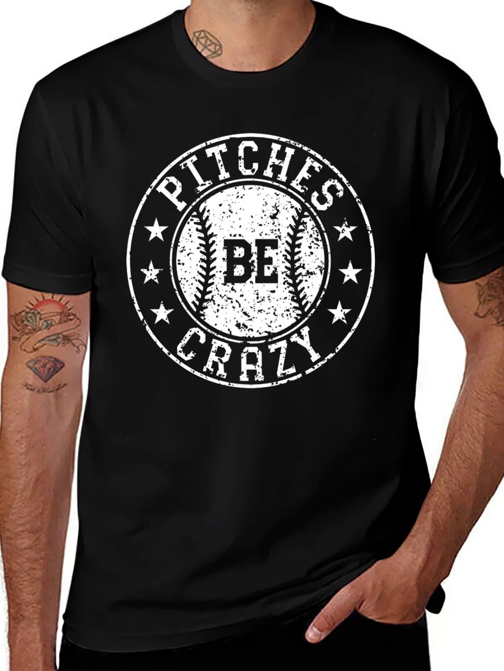 Pitches Be Crazy Baseball Graphic Tee - Black product image 1