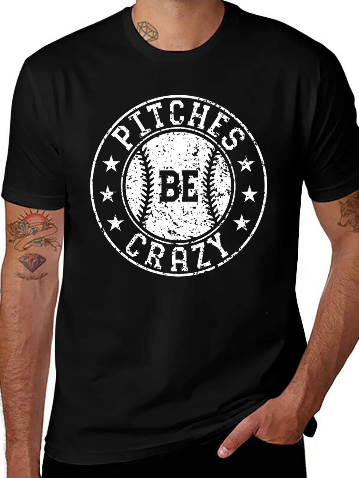 Pitches Be Crazy Baseball Graphic Tee - Black product image 1