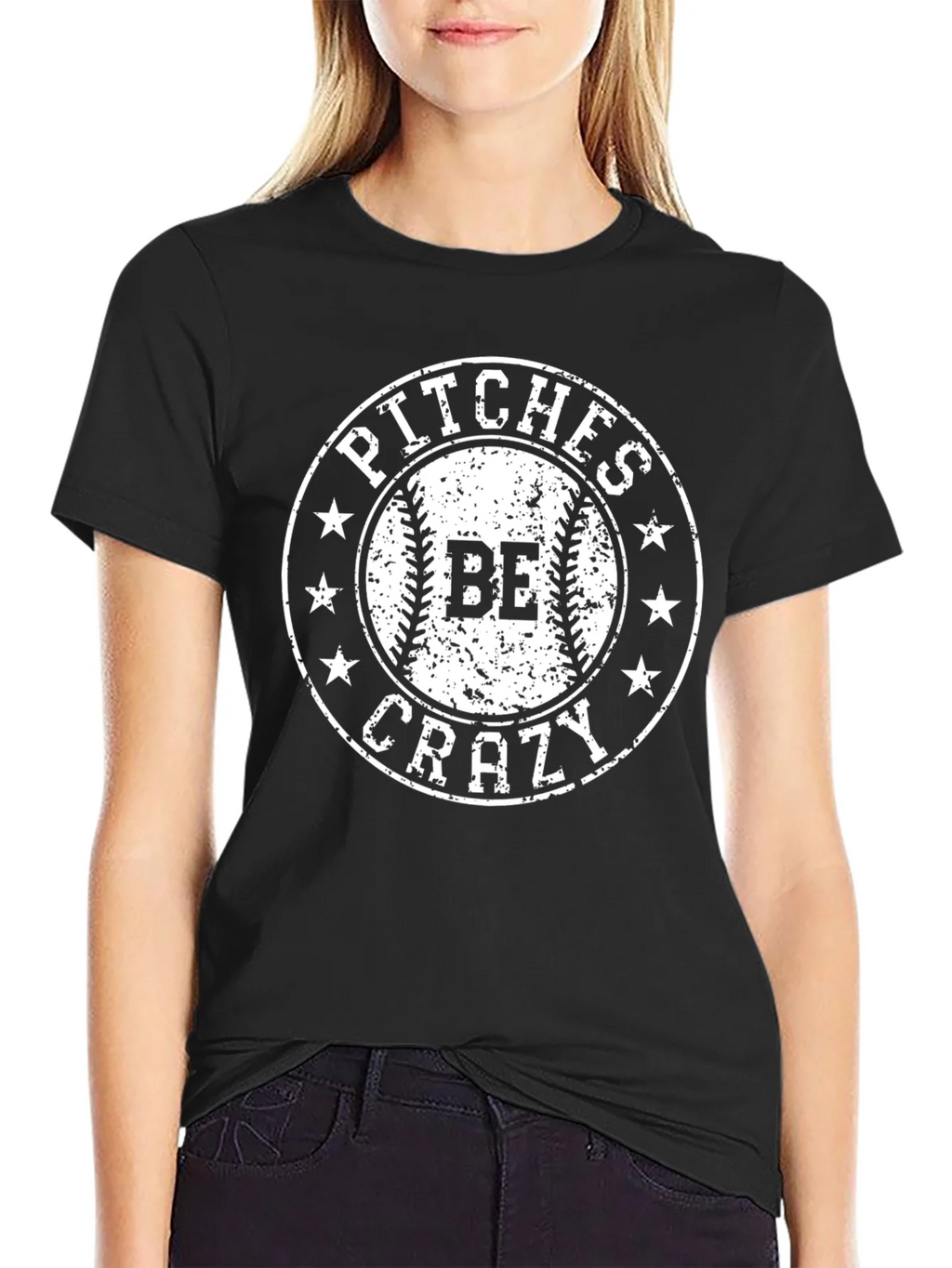 Pitches Be Crazy Baseball Graphic Tee - Black product image 2