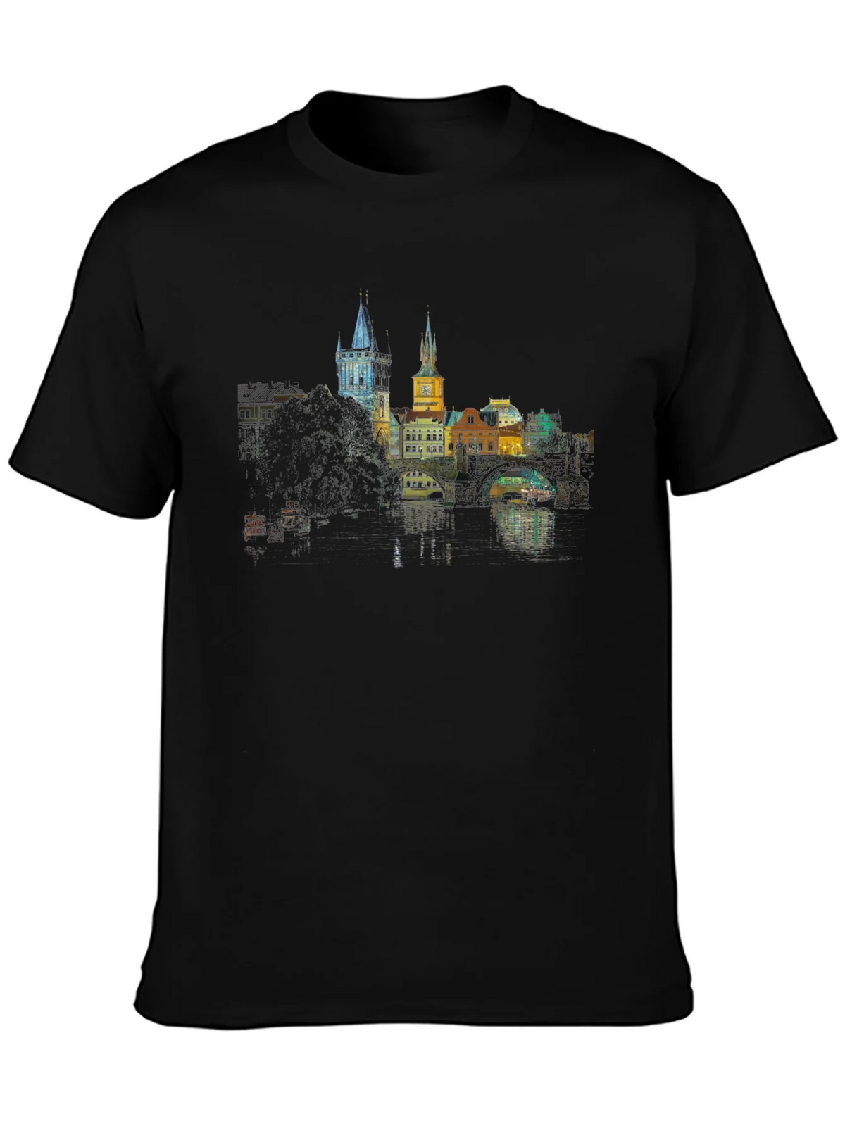 Prague Skyline T-Shirt - Black product image 3