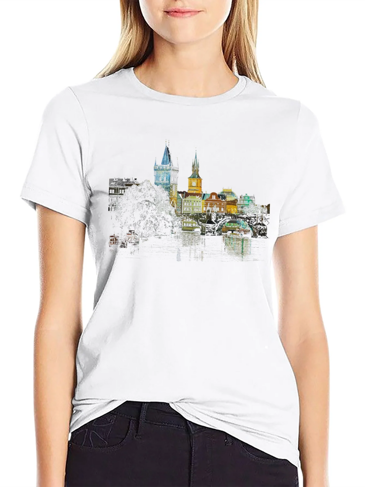 Prague Skyline T-Shirt - Black product image 8