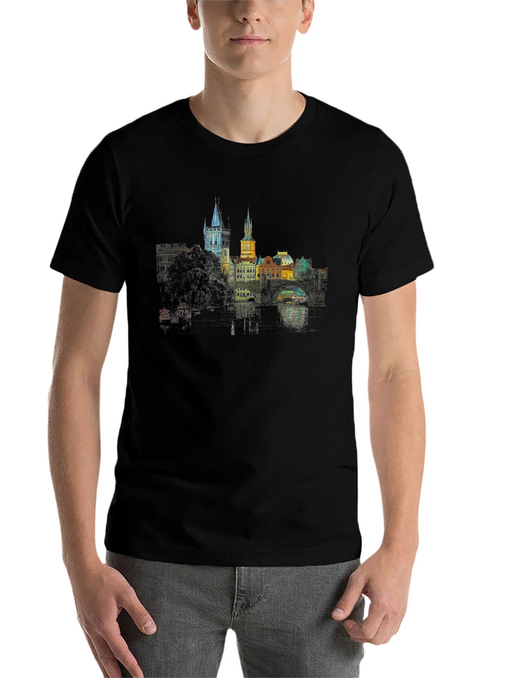 Prague Skyline T-Shirt - Black product image 4
