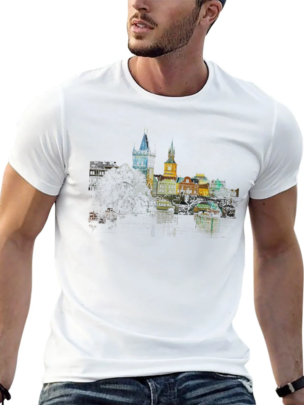 Prague Skyline T-Shirt - Black product image 12
