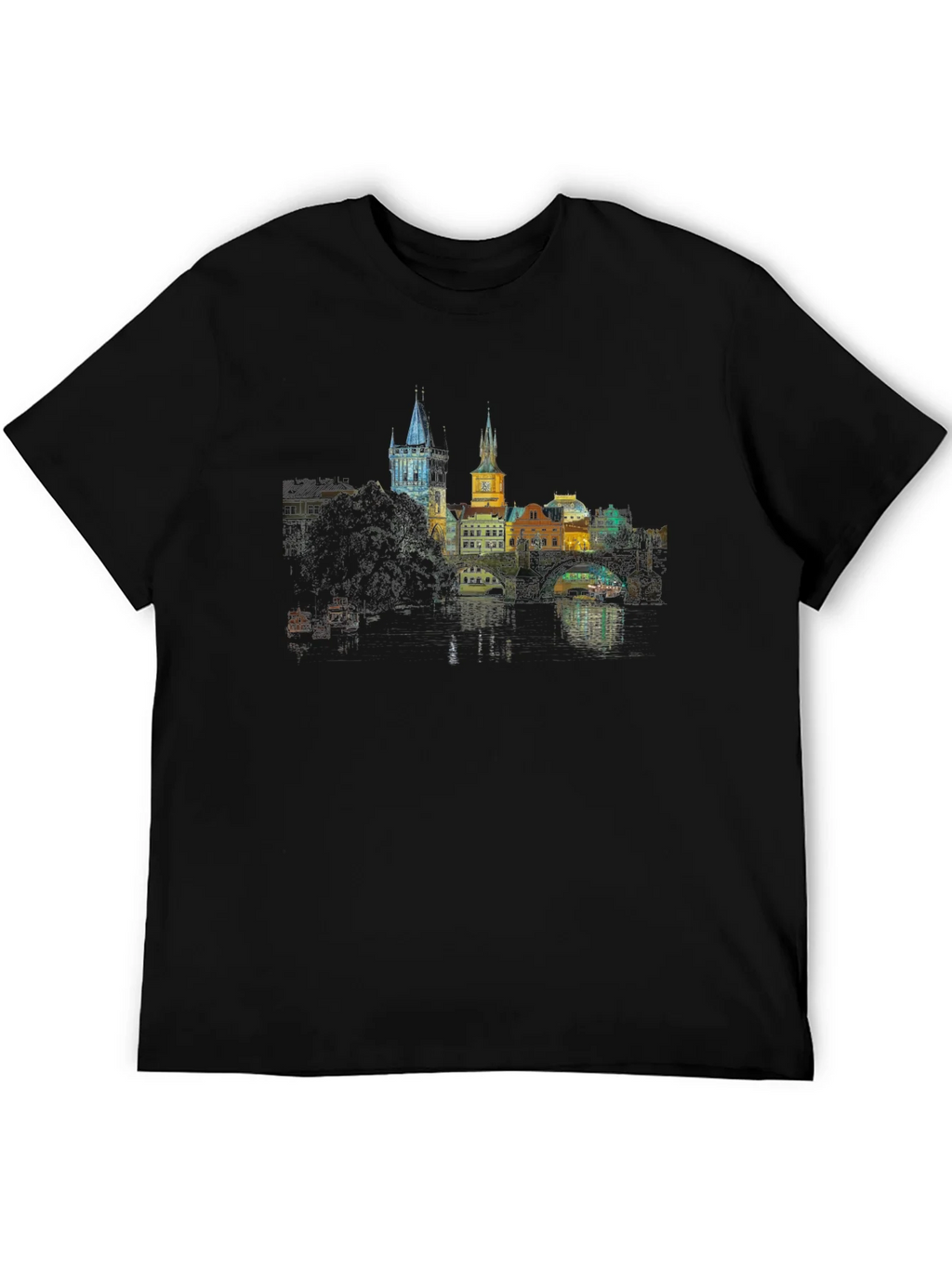 Prague Skyline T-Shirt - Black product image 5