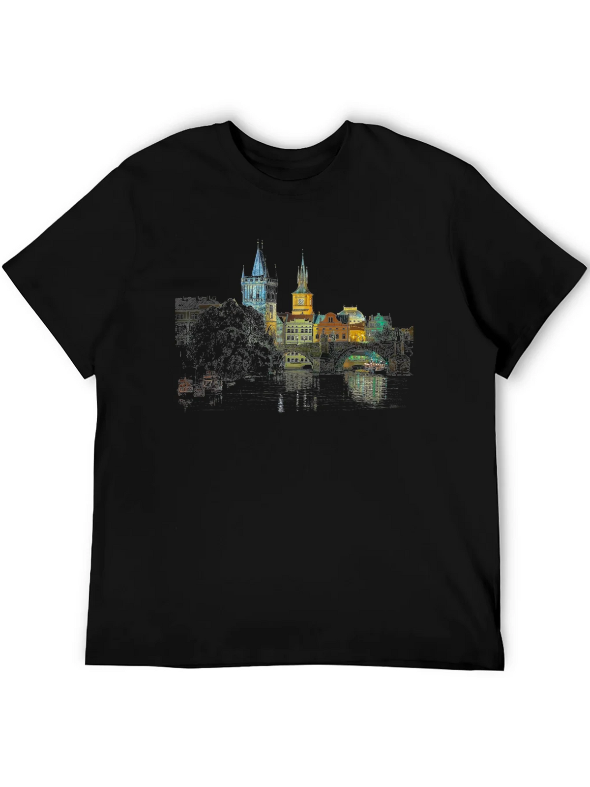 Prague Skyline T-Shirt - Black product image 5