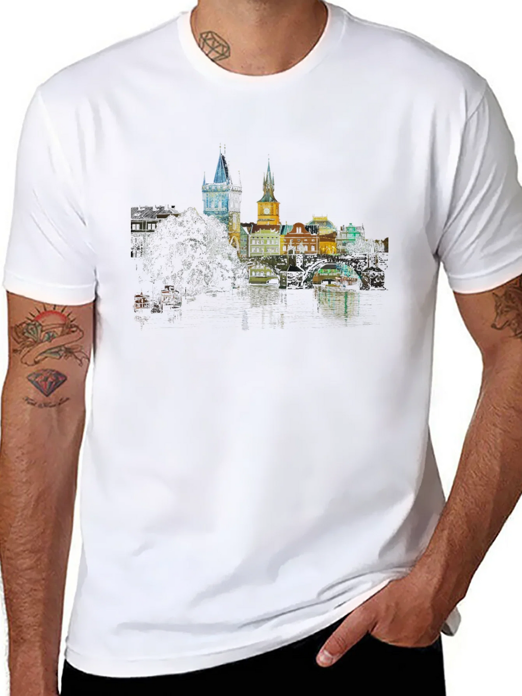 Prague Skyline T-Shirt - Black product image 7
