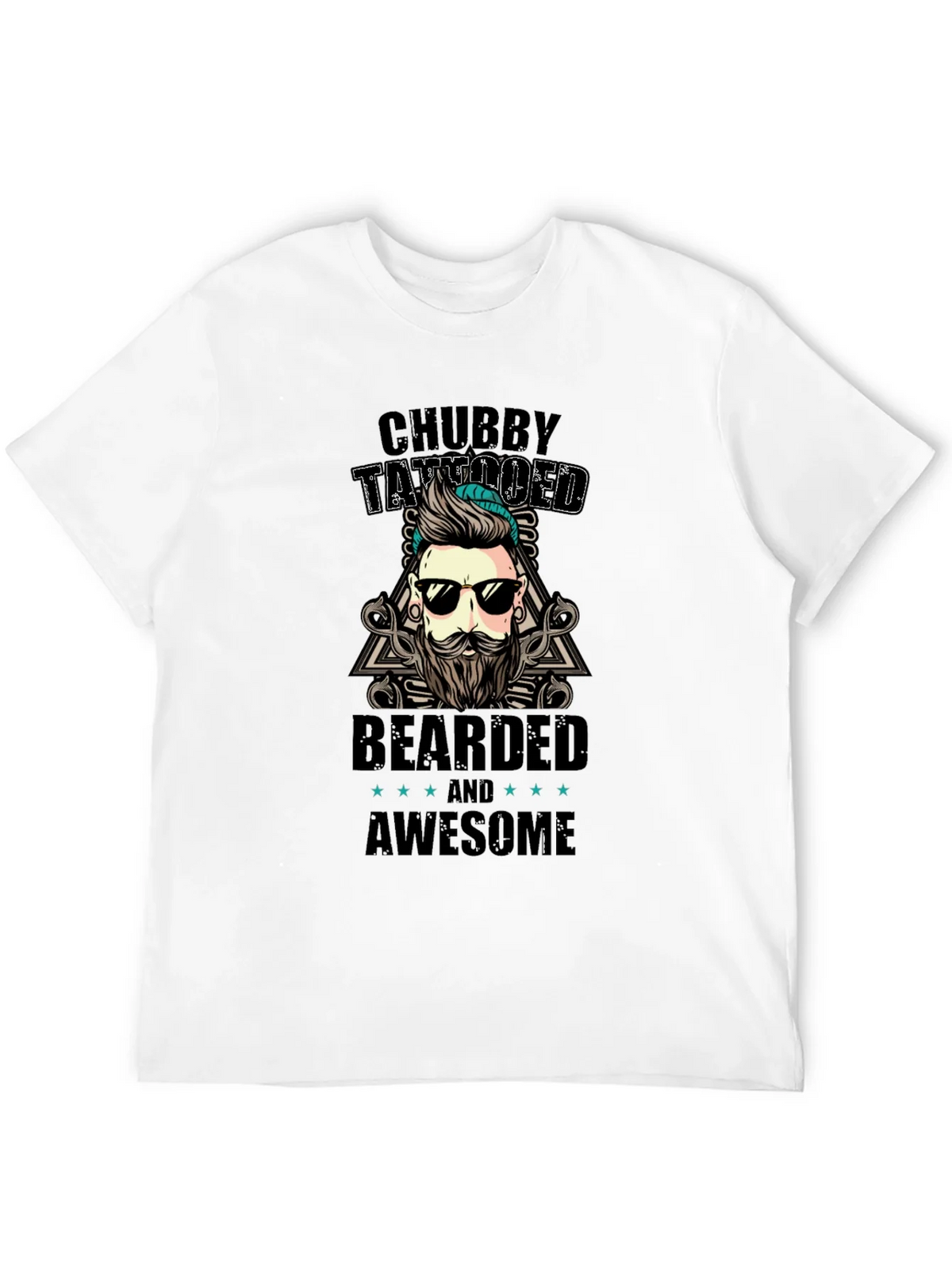 Chubby Tattooed Bearded Awesome Black T-Shirt product image 5