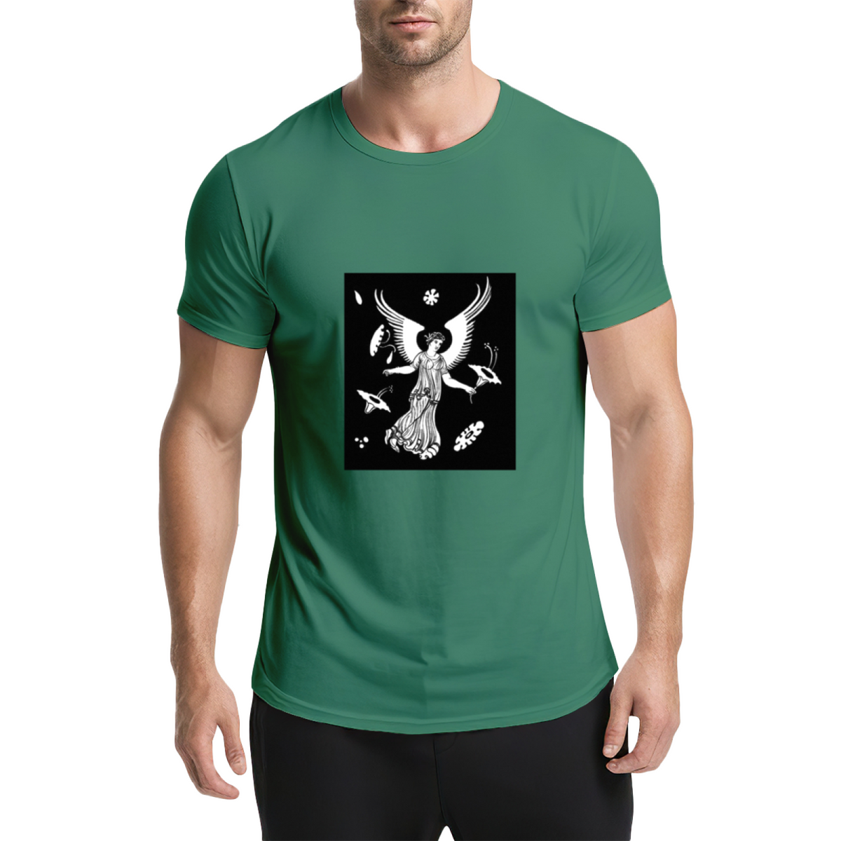 Winged Goddess Surreal Graphic Tee - Vintage Monochrome product image 11