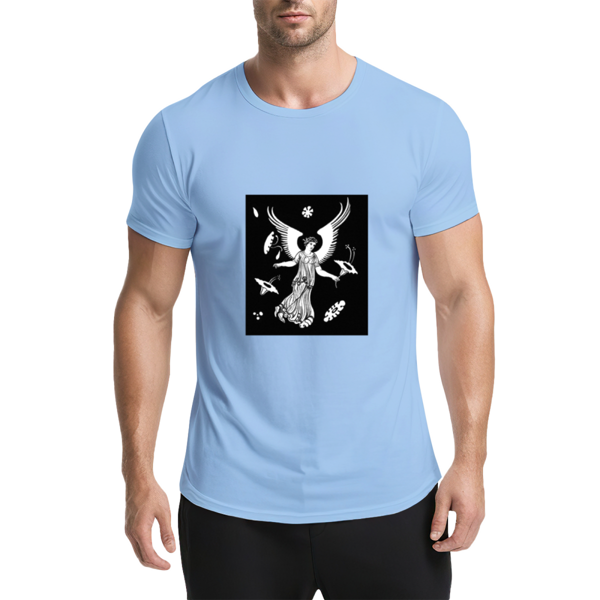 Winged Goddess Surreal Graphic Tee - Vintage Monochrome product image 18