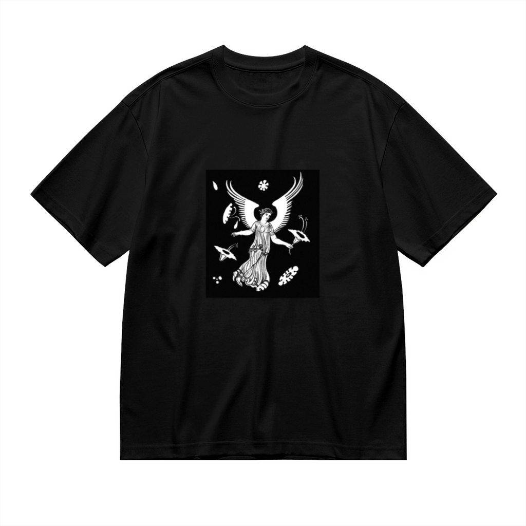 Winged Goddess Surreal Graphic Tee - Vintage Monochrome product image 2