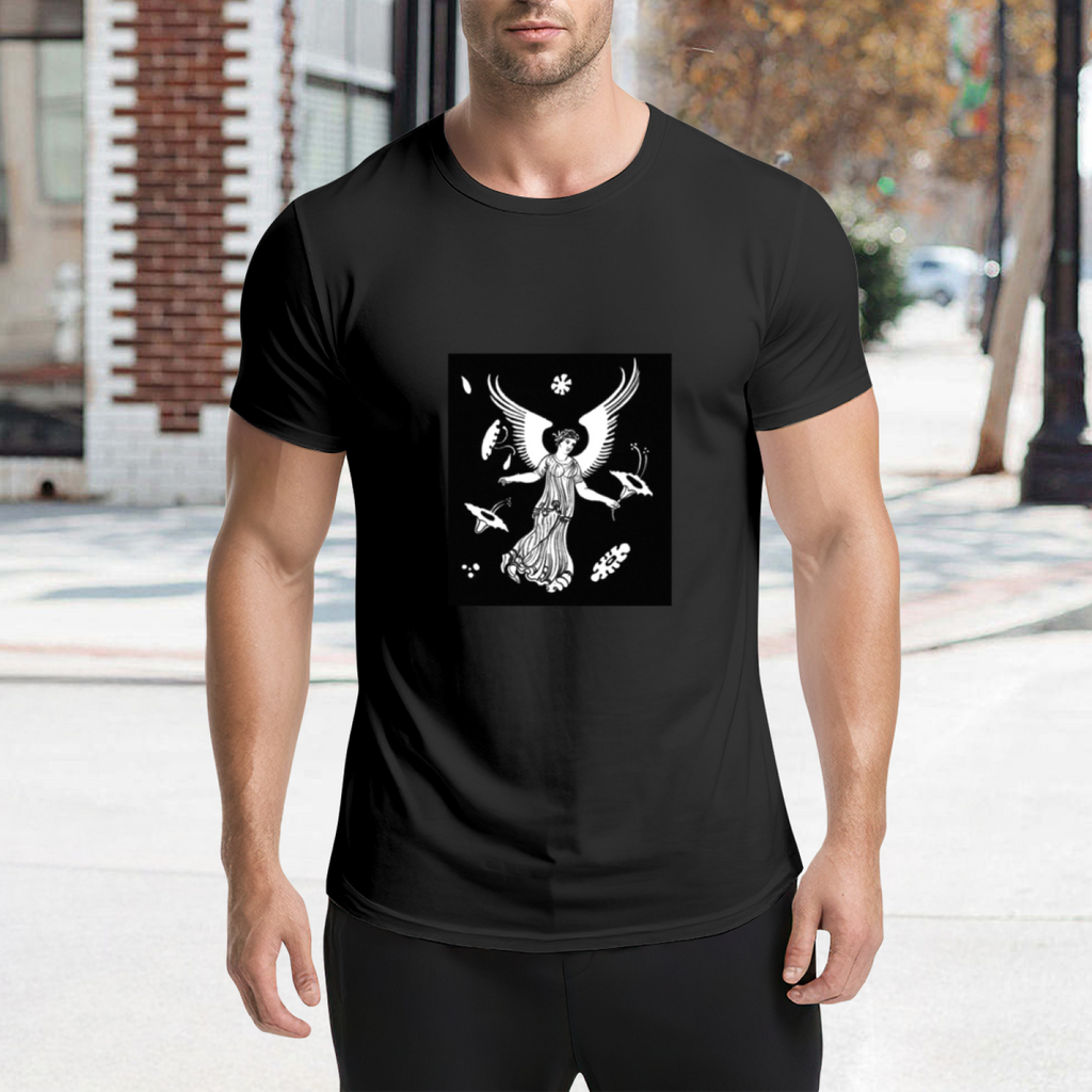 Winged Goddess Surreal Graphic Tee - Vintage Monochrome product image 4