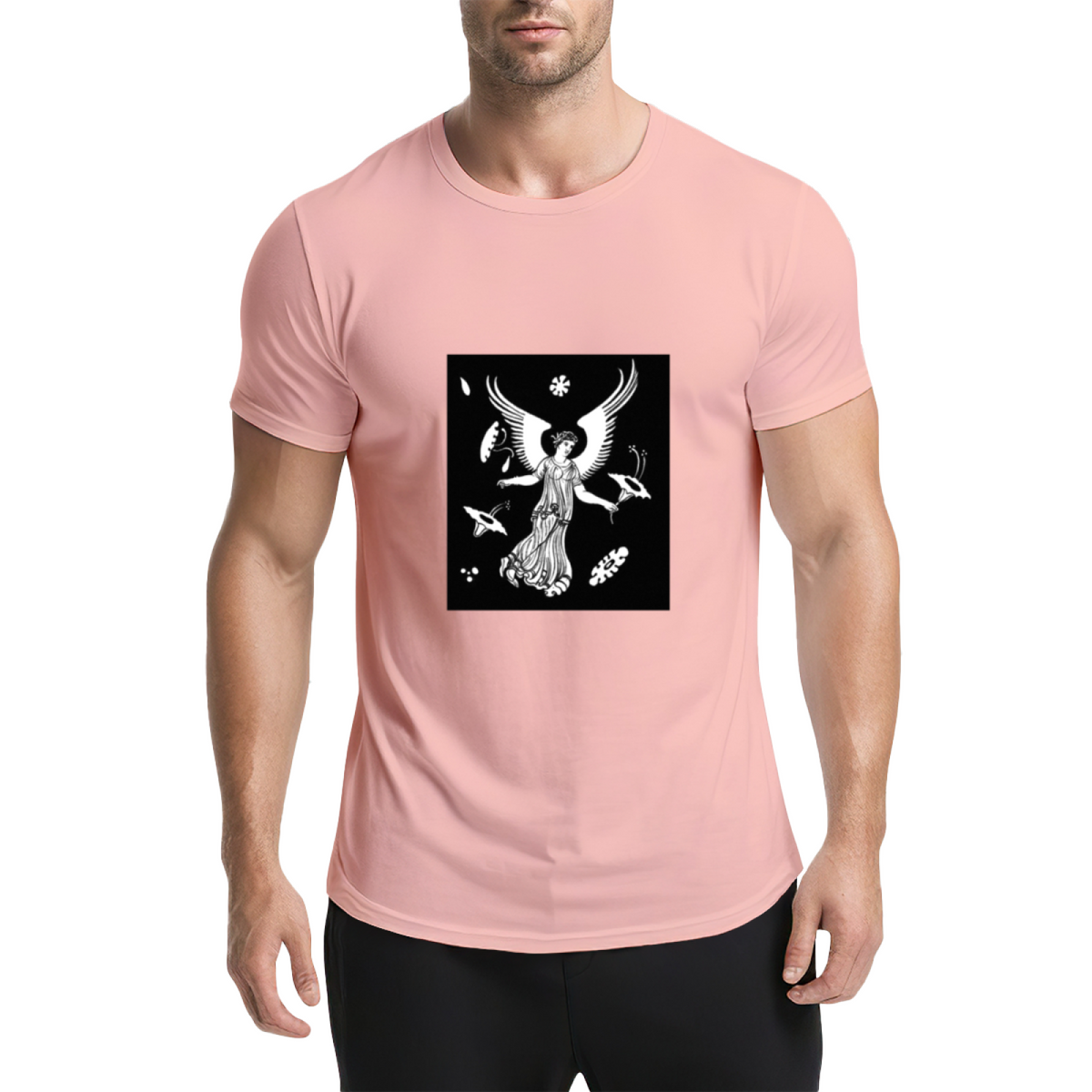 Winged Goddess Surreal Graphic Tee - Vintage Monochrome product image 12