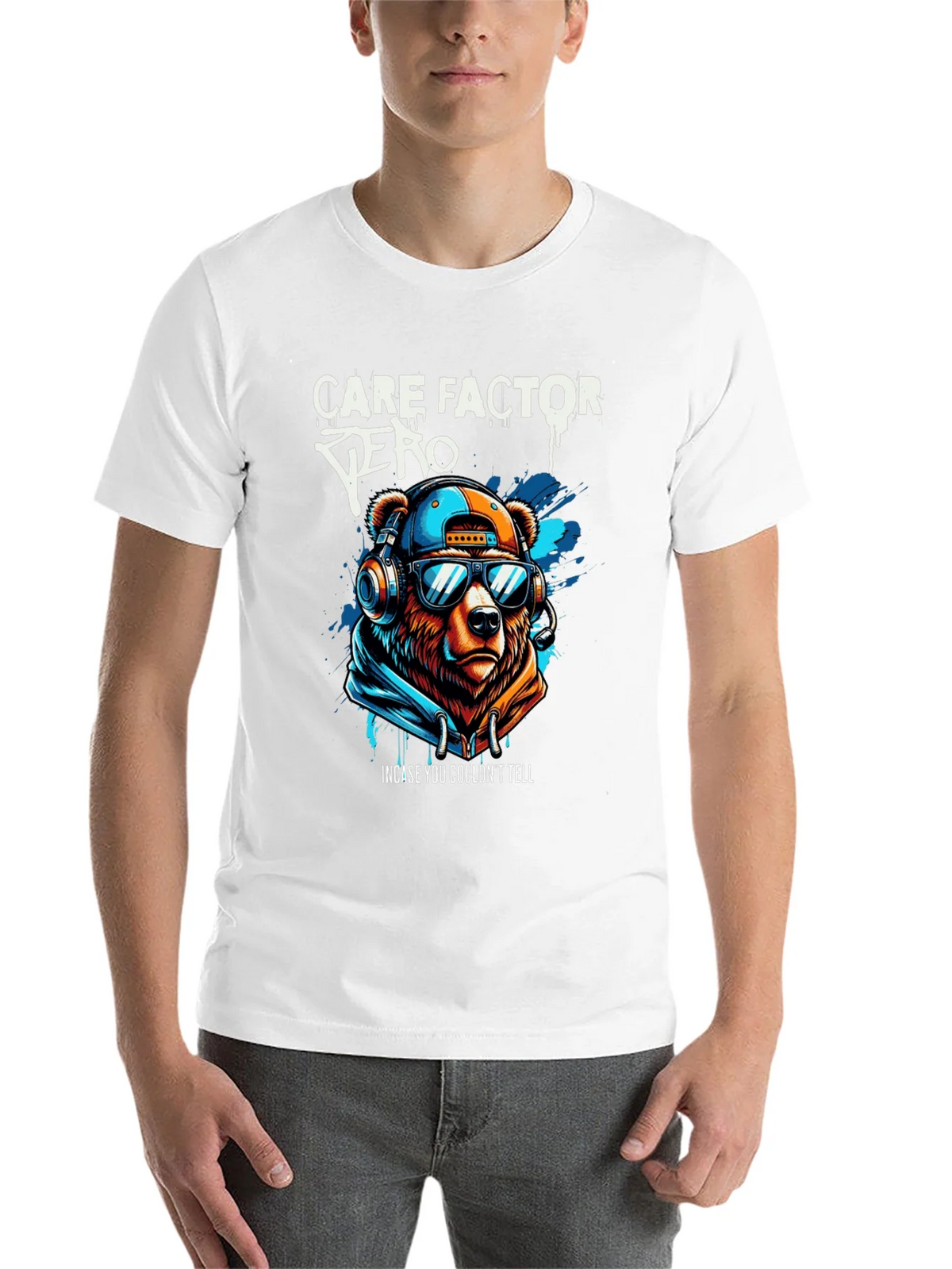 Care Factor Zero Graphic T-Shirt - Bear DJ Design product image 10