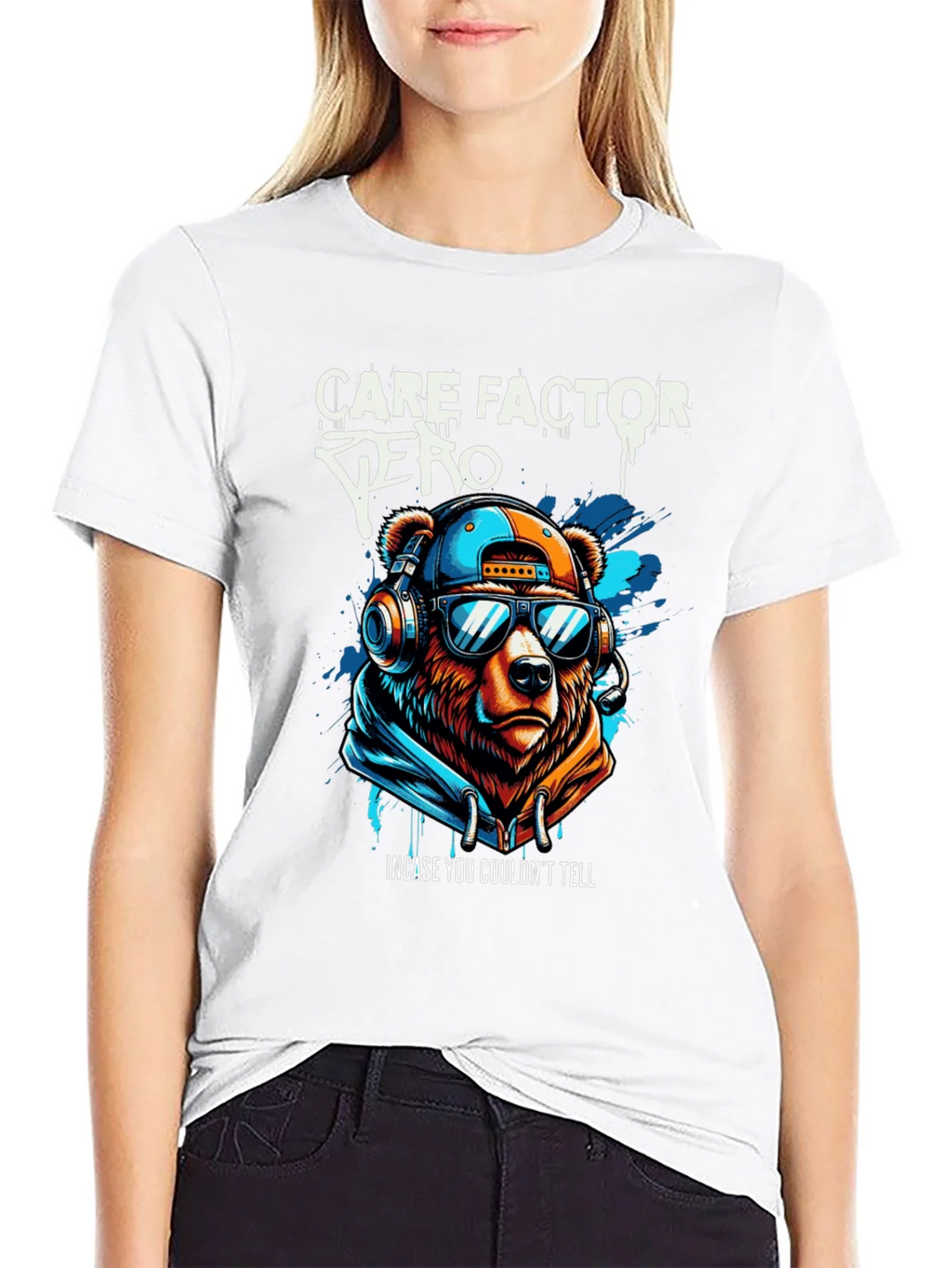 Care Factor Zero Graphic T-Shirt - Bear DJ Design product image 8